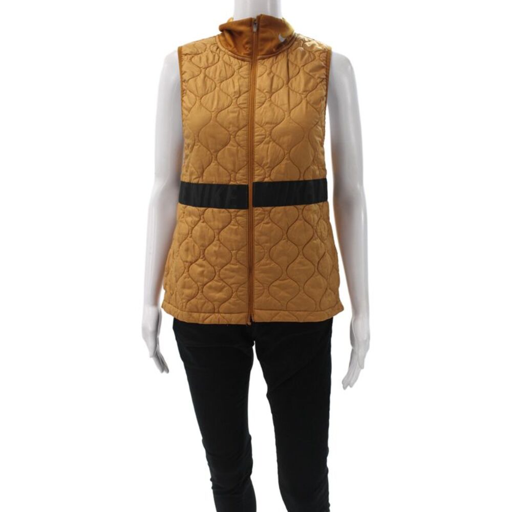 Nike Women Basic Jacket Sleeveless Brown Polyester Zip Size S